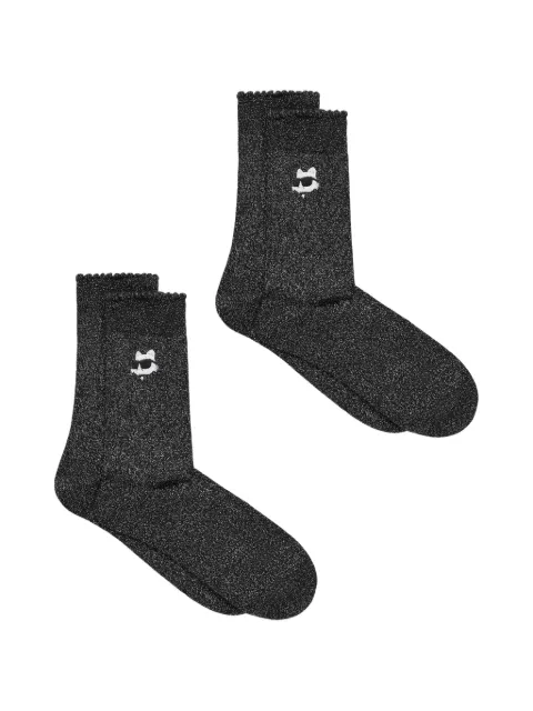 Karl Lagerfeld Ikon metallic-thread socks (set of two)