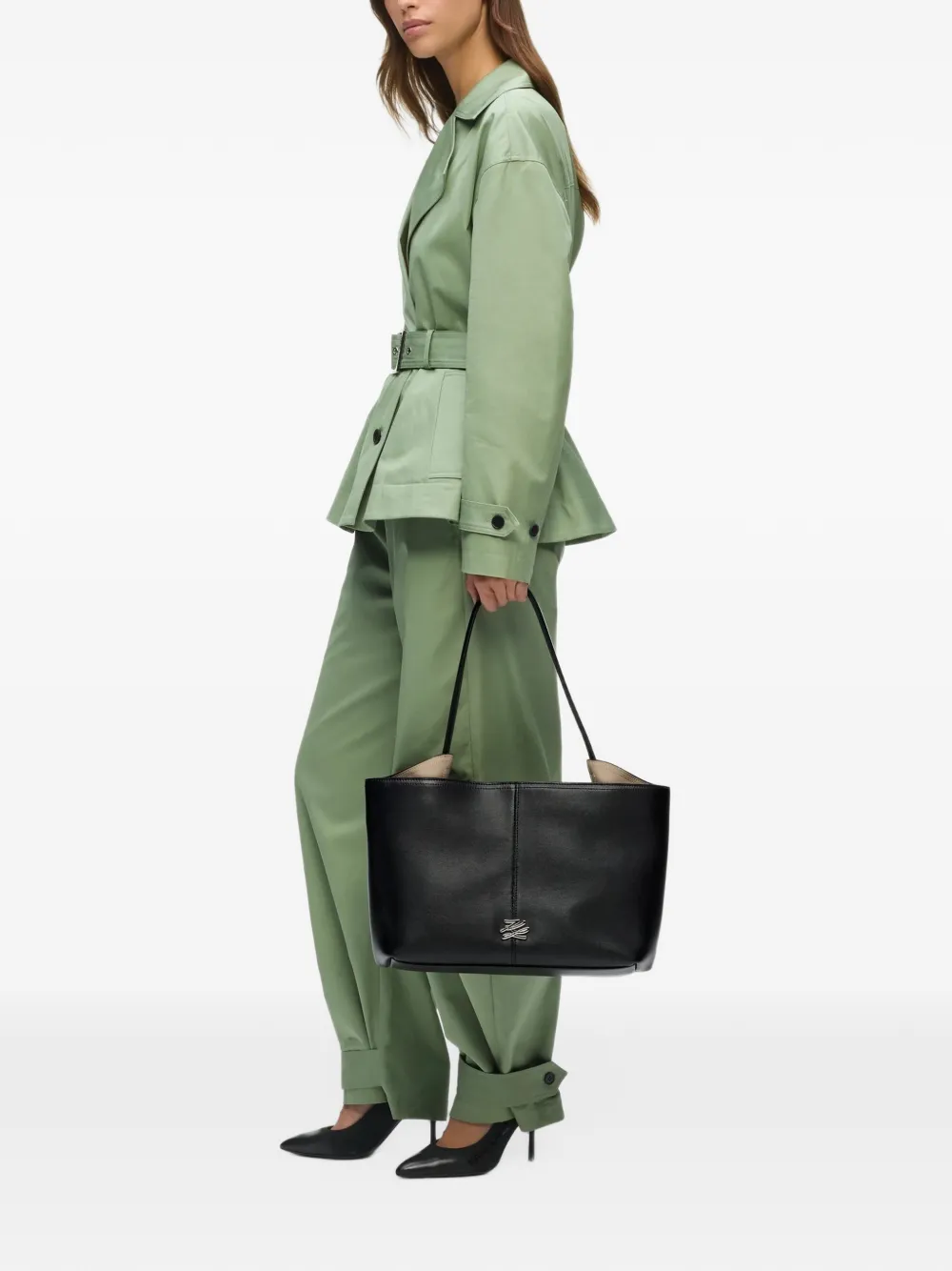 Karl Lagerfeld K Autograph enamel tote bag Zwart