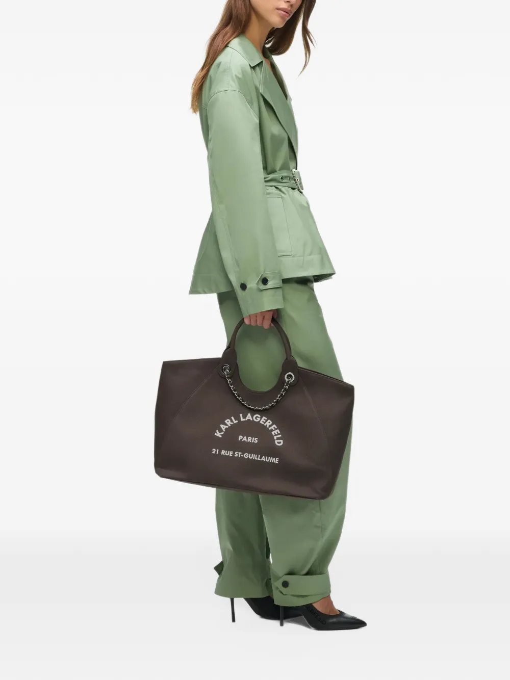 Karl Lagerfeld Rue St-Guillaume chain shooper bag Bruin