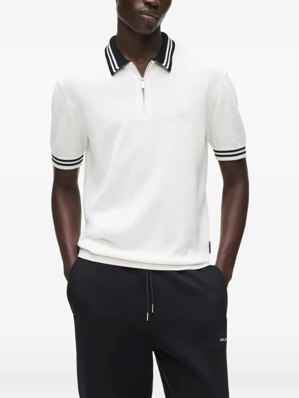 Karl Lagerfeld Karl DNA knitted zip polo shirt Wit