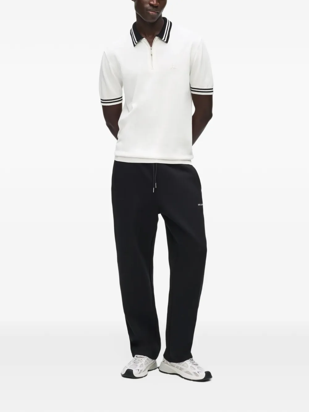 Karl Lagerfeld Karl DNA knitted zip polo shirt Wit
