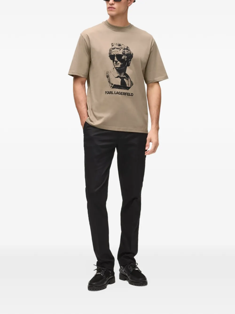 Karl Lagerfeld Rome statue T-shirt Beige