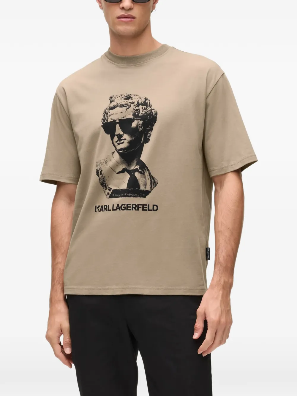 Karl Lagerfeld Rome statue T-shirt Beige