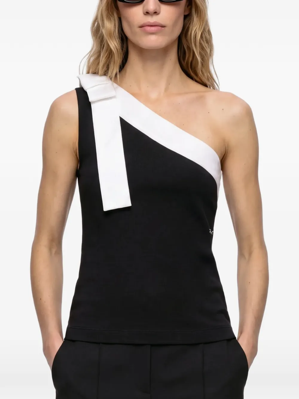 Karl Lagerfeld one-shoulder bow top - Nero