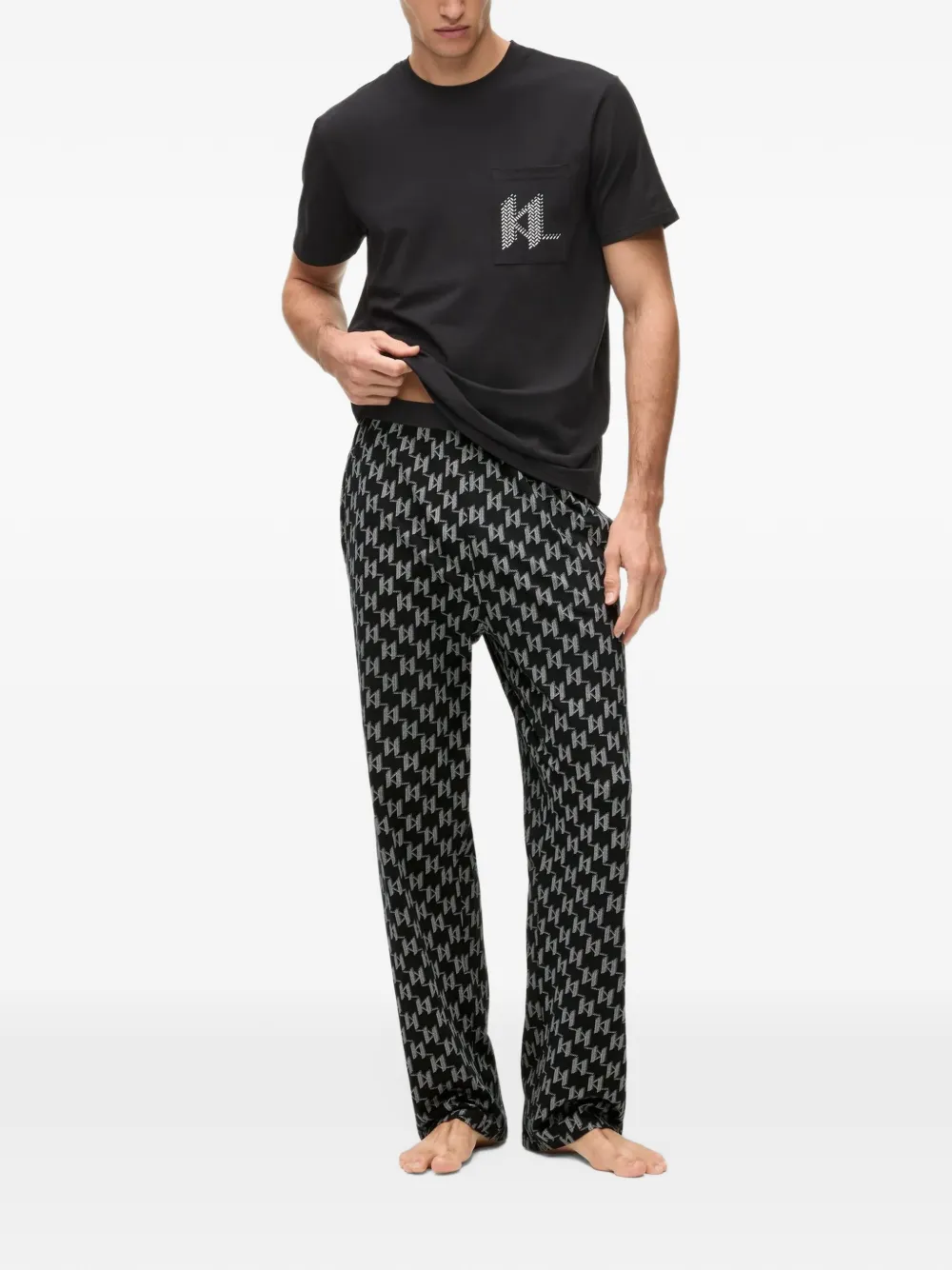 Karl Lagerfeld monogram pajamas Zwart