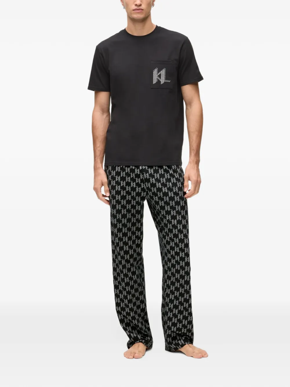 Karl Lagerfeld monogram pajamas Zwart
