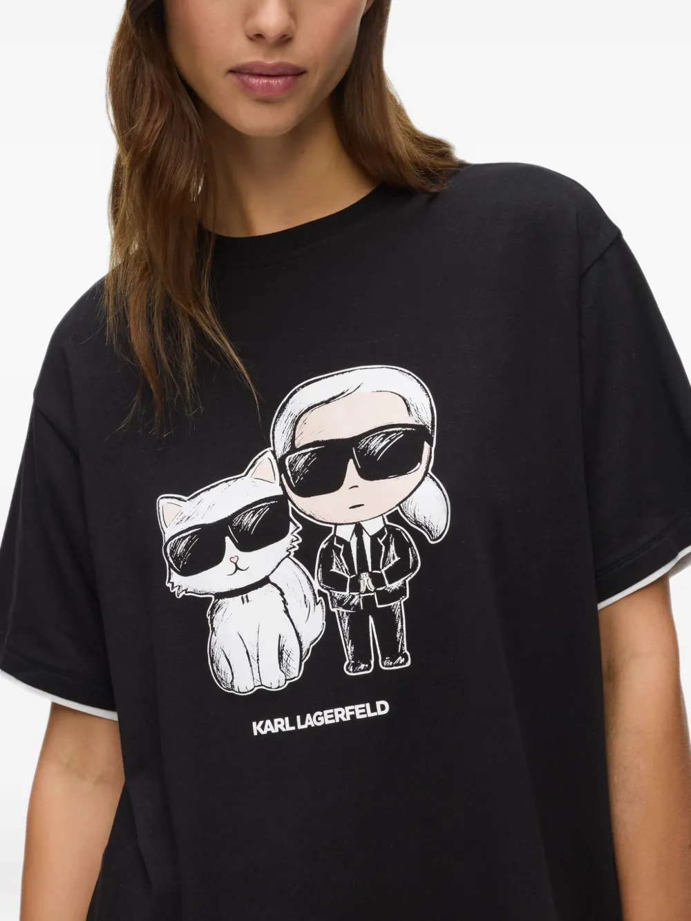 Karl Lagerfeld Ikon graphic-print nightdress Zwart