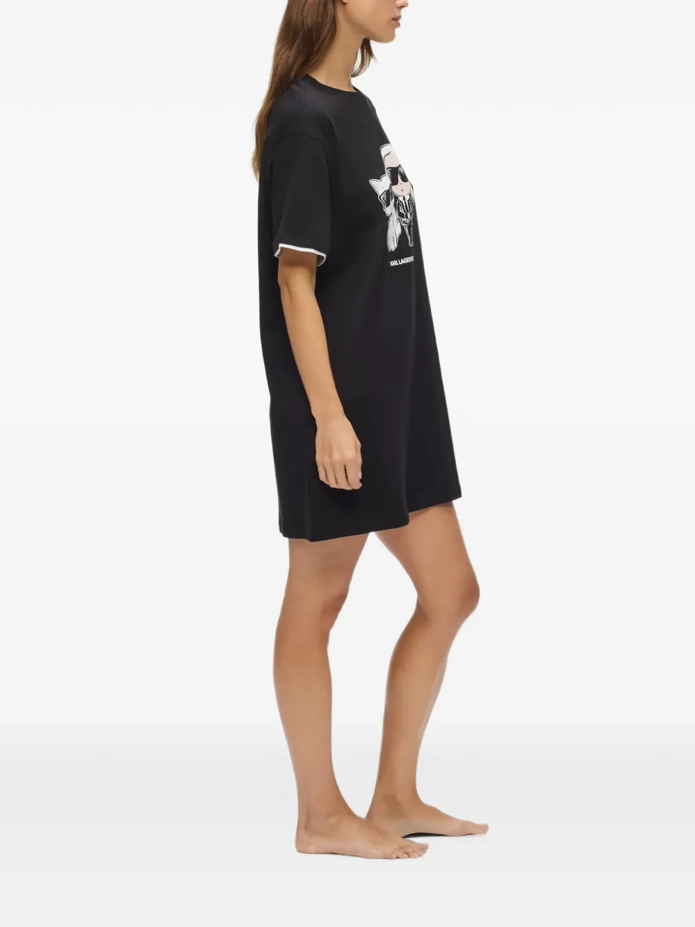 Karl Lagerfeld Ikon graphic-print nightdress Zwart
