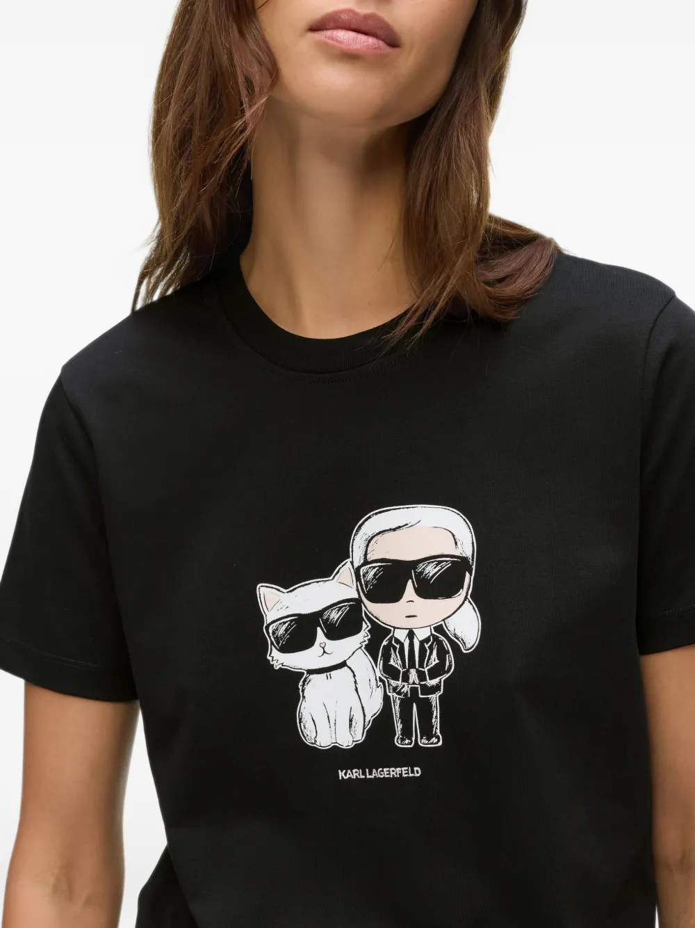 Karl Lagerfeld Ikon Karl Choupette T-shirt Zwart