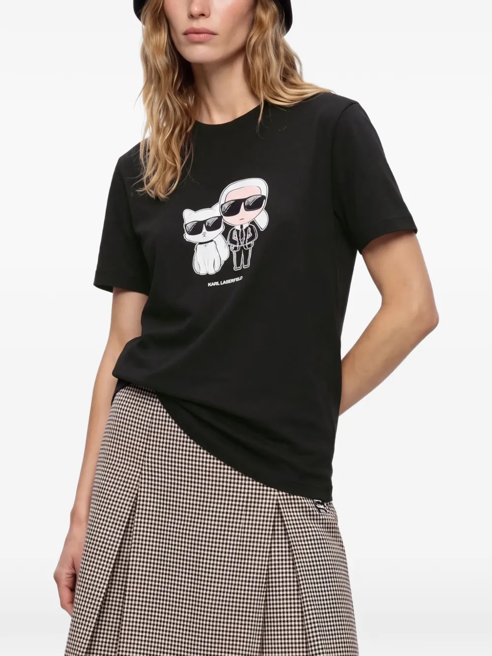 Karl Lagerfeld Ikon Karl Choupette T-shirt Zwart
