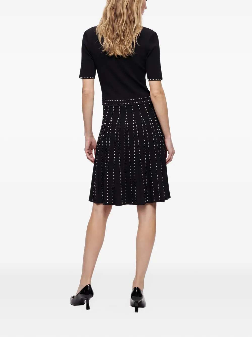 Karl Lagerfeld contrast-stitch pleated mini dress Zwart