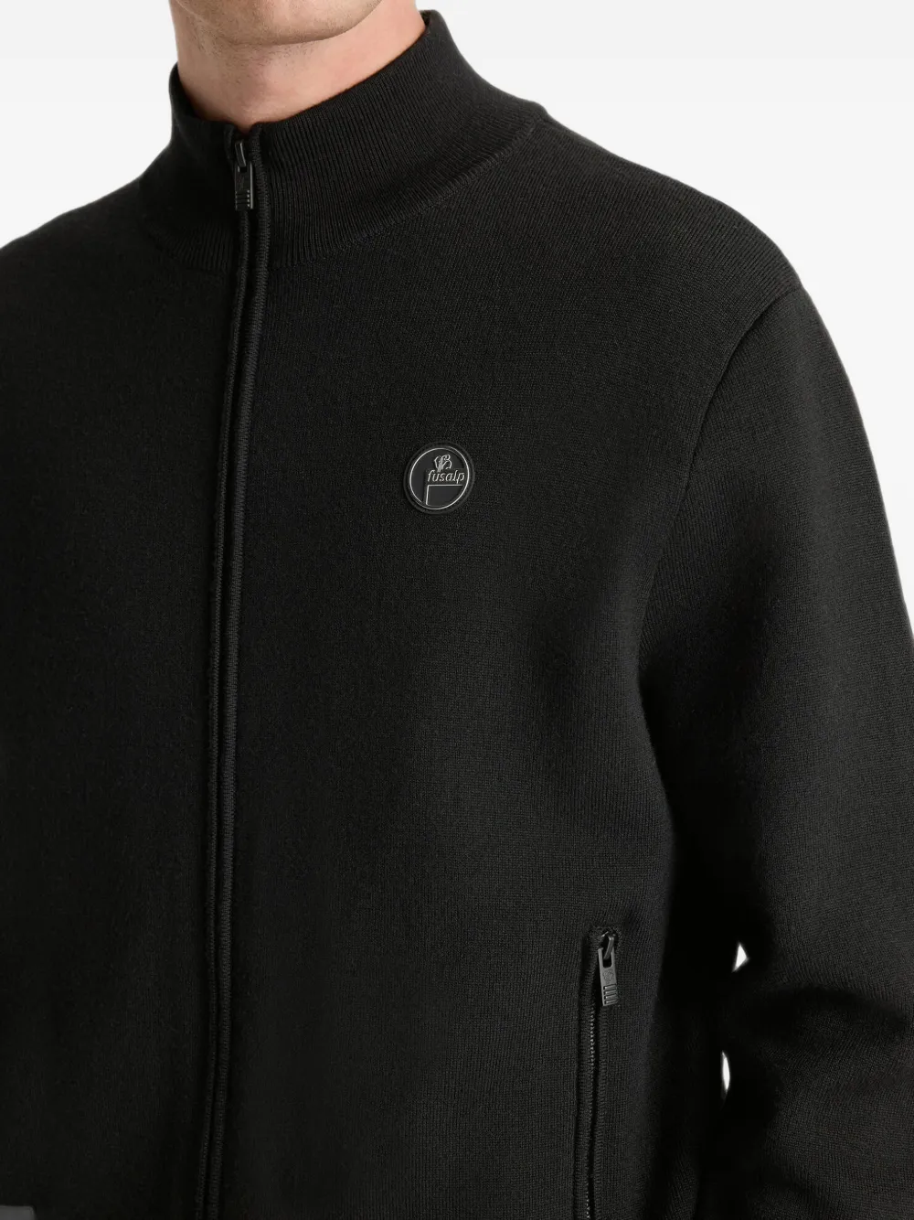 Fusalp zip-up logo-patch jacket Zwart