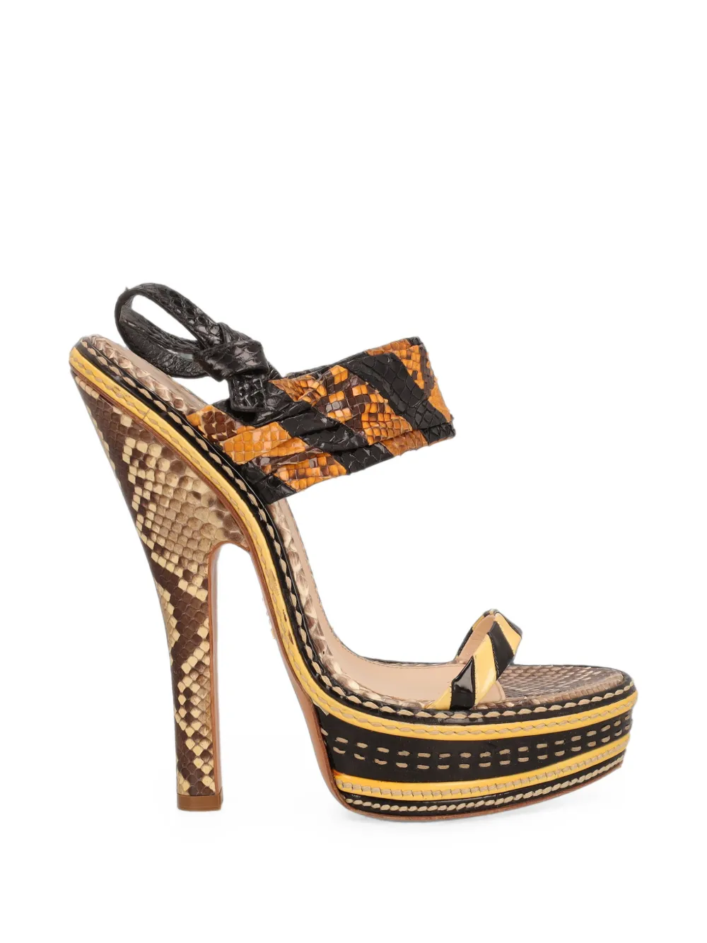 Prada Pre-Owned sandales à plateforme à effet serpent (2009) - Marron