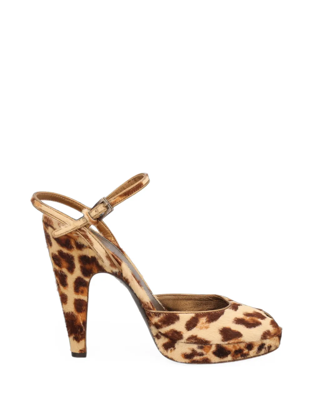 Prada Pre-Owned leopard-print peep-toe sandals - Nude