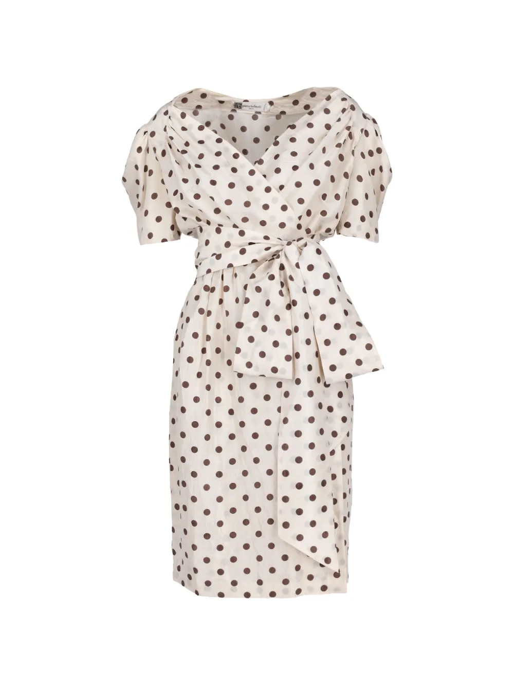Pierre Balmain polka-dot belted midi dress - Toni neutri