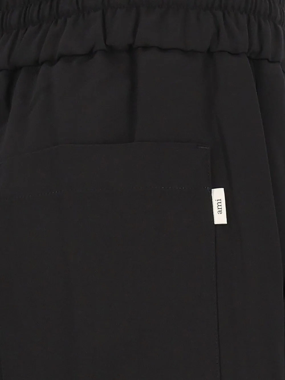 AMI Paris Wollen broek met elastische taille Zwart