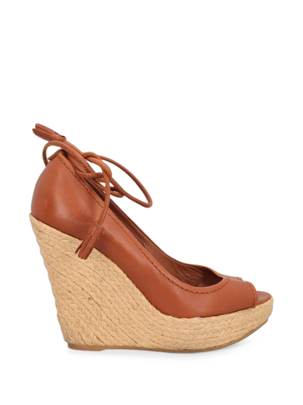 Sergio Rossi Vintage tassel-tie wedge sandals in Brown