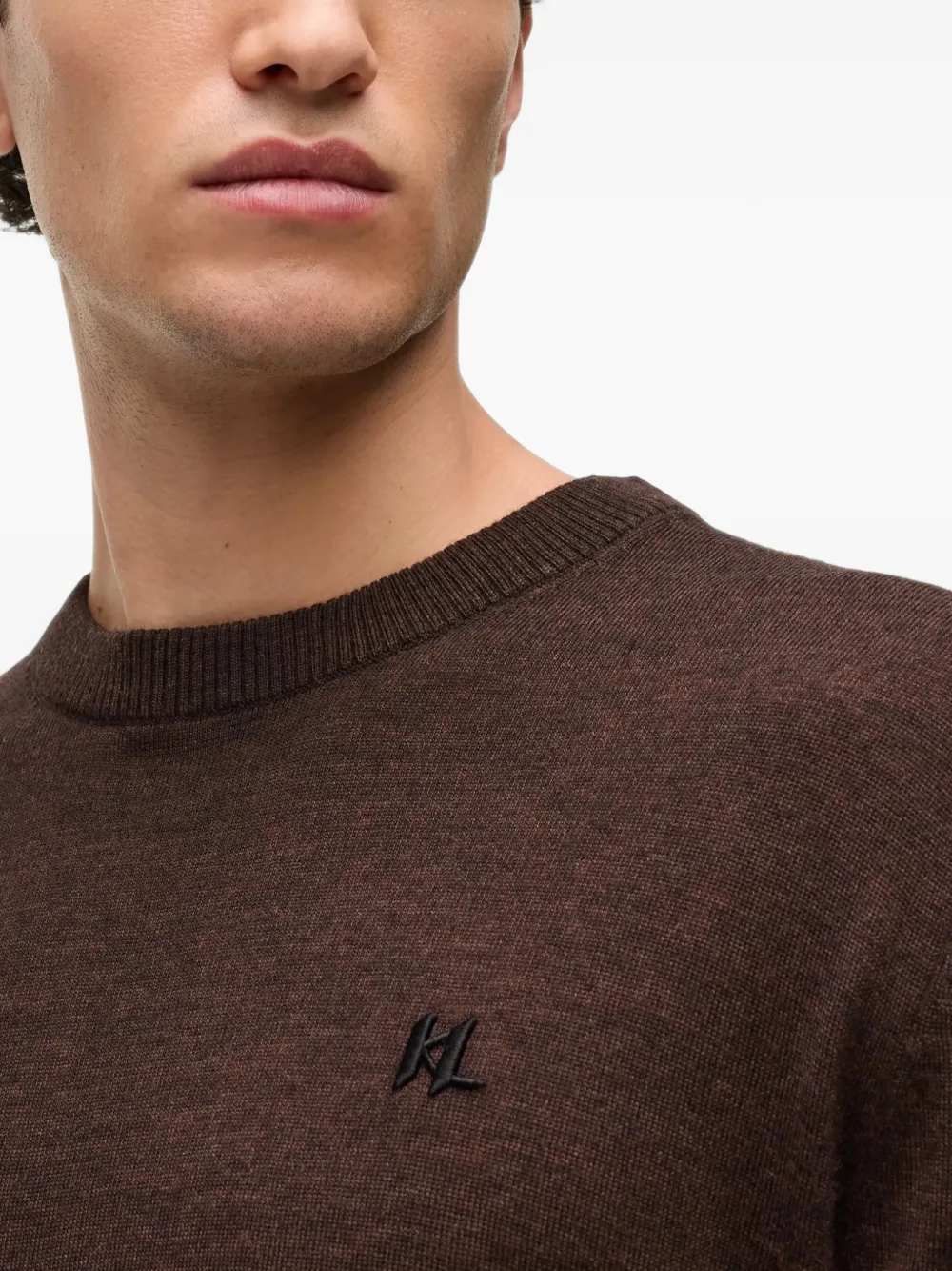 Karl Lagerfeld Merino wool crew-neck sweater Bruin