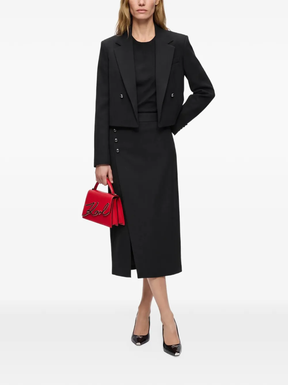 Karl Lagerfeld button-embellished wrap skirt Zwart