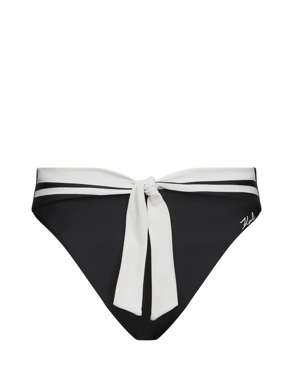 Karl Lagerfeld Signature contrast-trim bikini bottoms - Schwarz