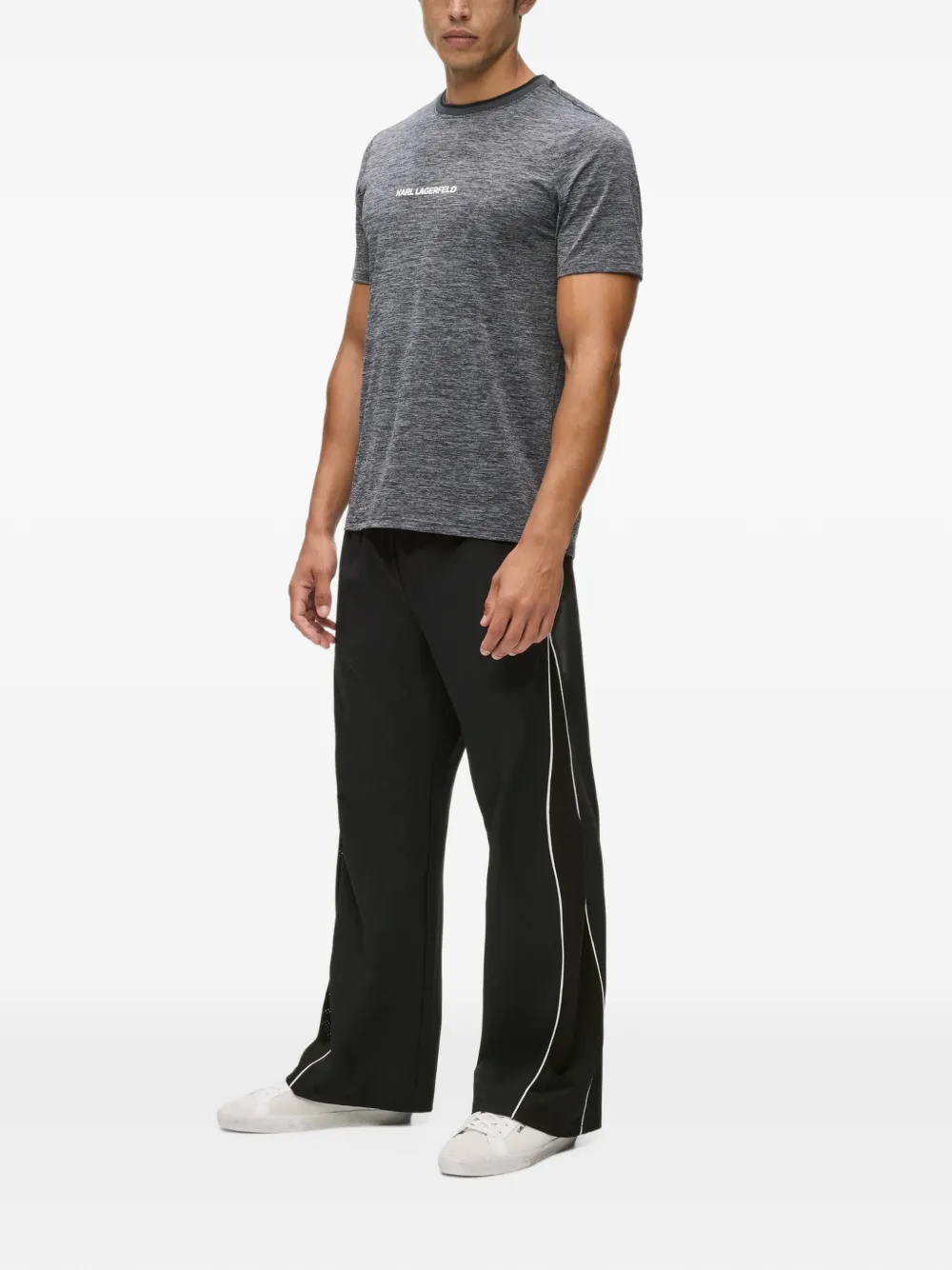 Karl Lagerfeld logo-print side-stripe trousers Zwart