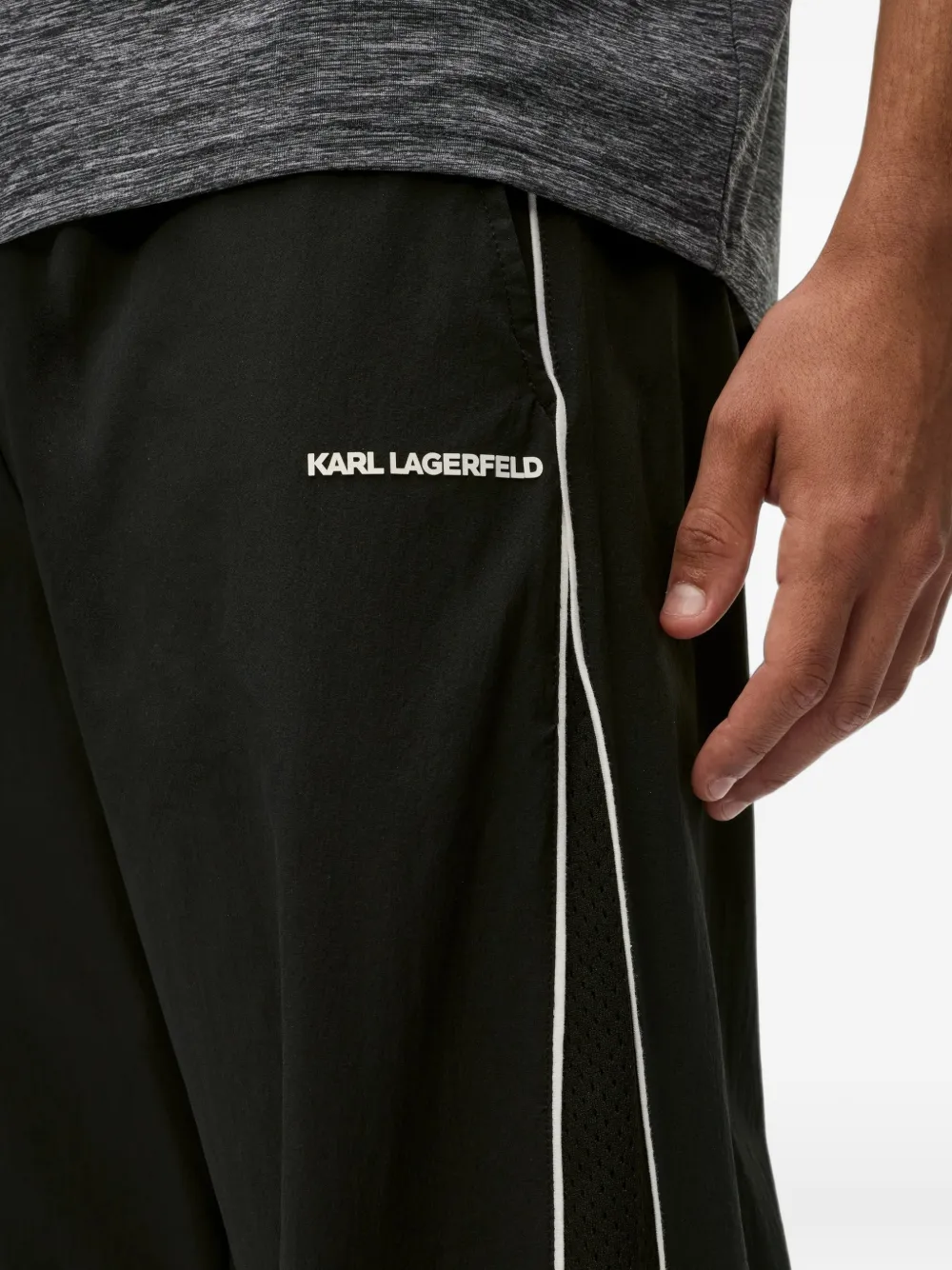 Karl Lagerfeld logo-print side-stripe trousers Zwart