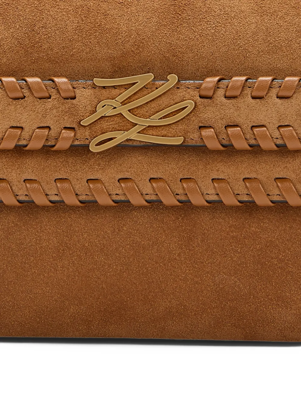Karl Lagerfeld K Autograph whipstitch-trim crossbody bag Bruin