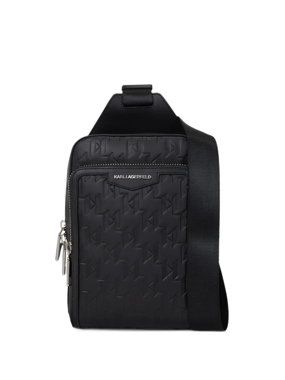 Karl Lagerfeld K Loom monogram-embossed leather messenger bag Zwart