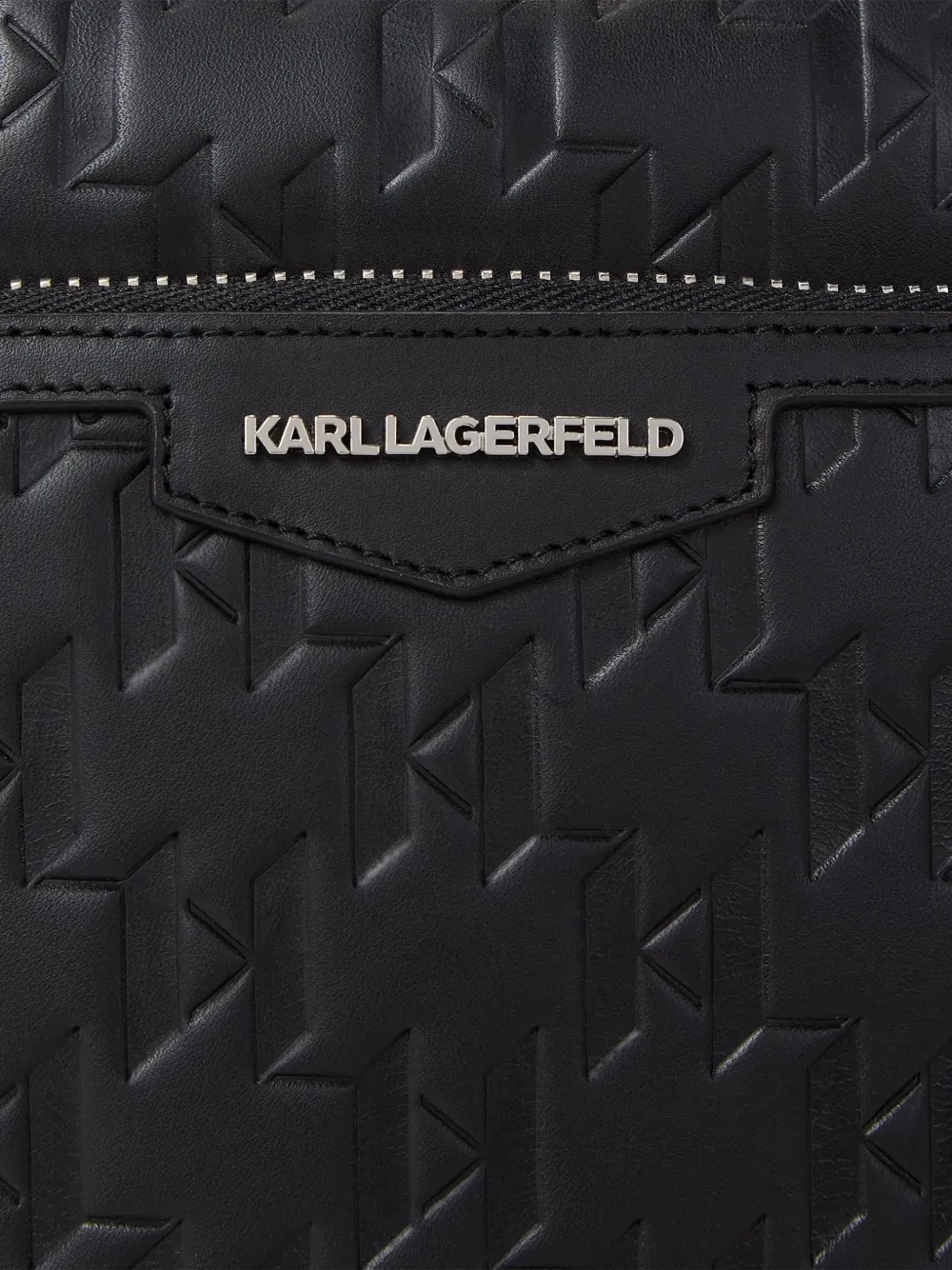 Karl Lagerfeld K Loom monogram-embossed leather messenger bag Zwart