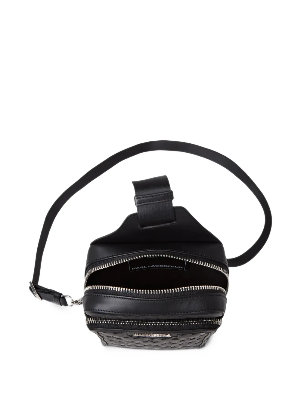 Karl Lagerfeld K Loom monogram-embossed leather messenger bag Zwart