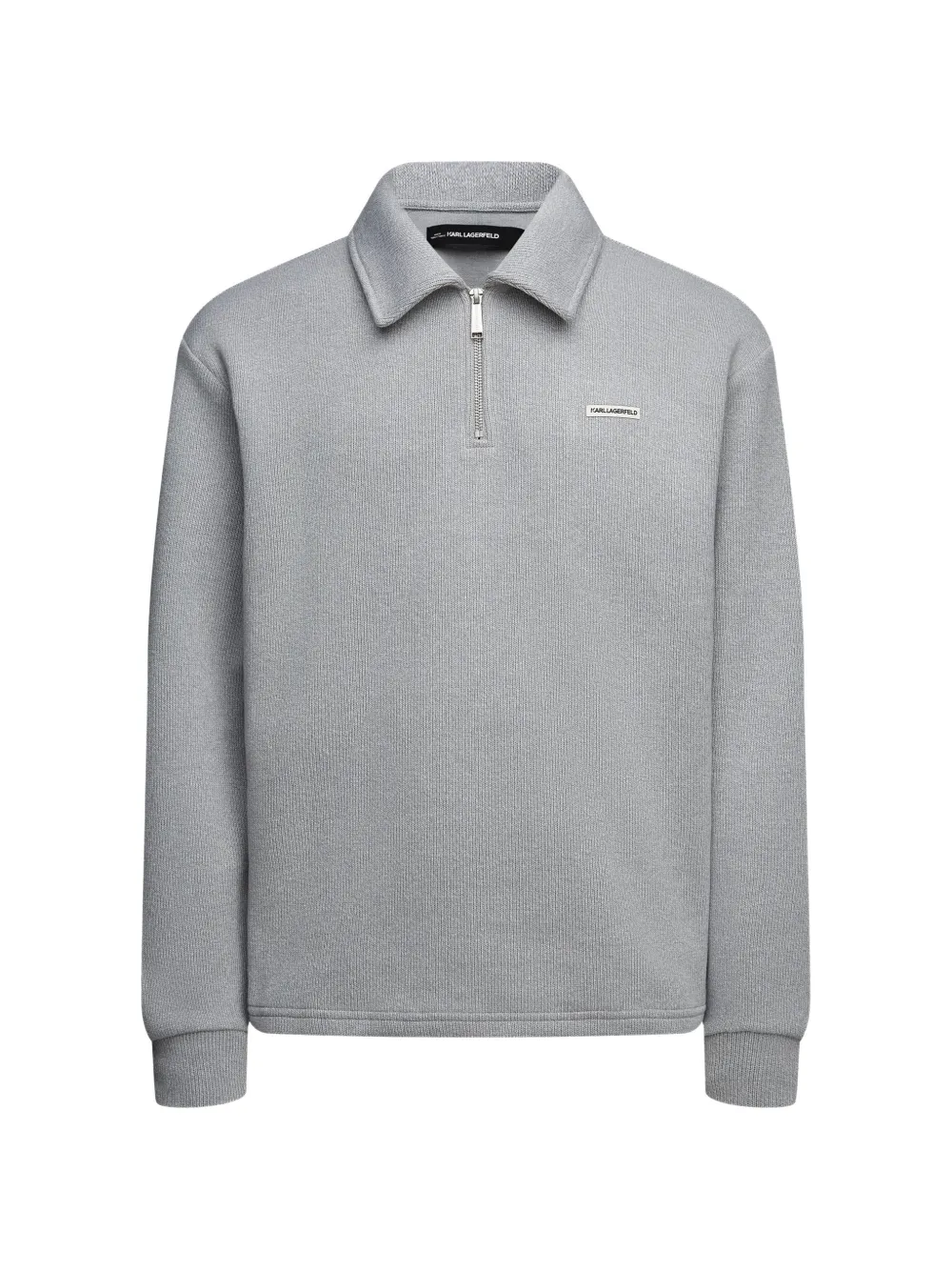 Karl Lagerfeld Geribbelde sweater met logo en rits Grijs
