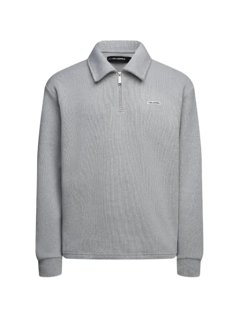Karl Lagerfeld logo rib loungewear zip-up sweatshirt