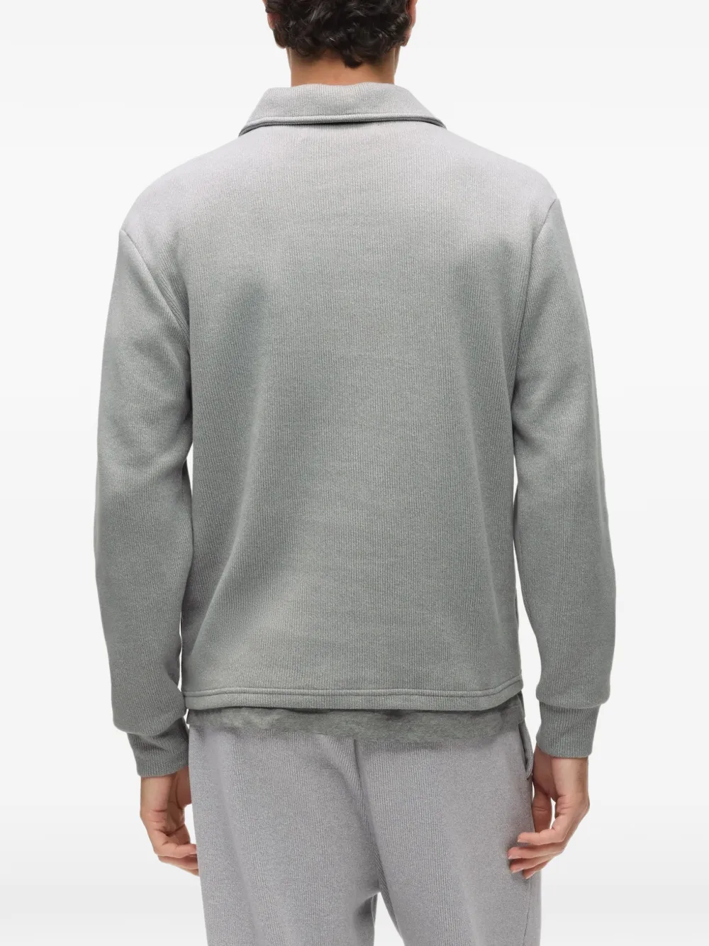 Karl Lagerfeld Geribbelde sweater met logo en rits Grijs