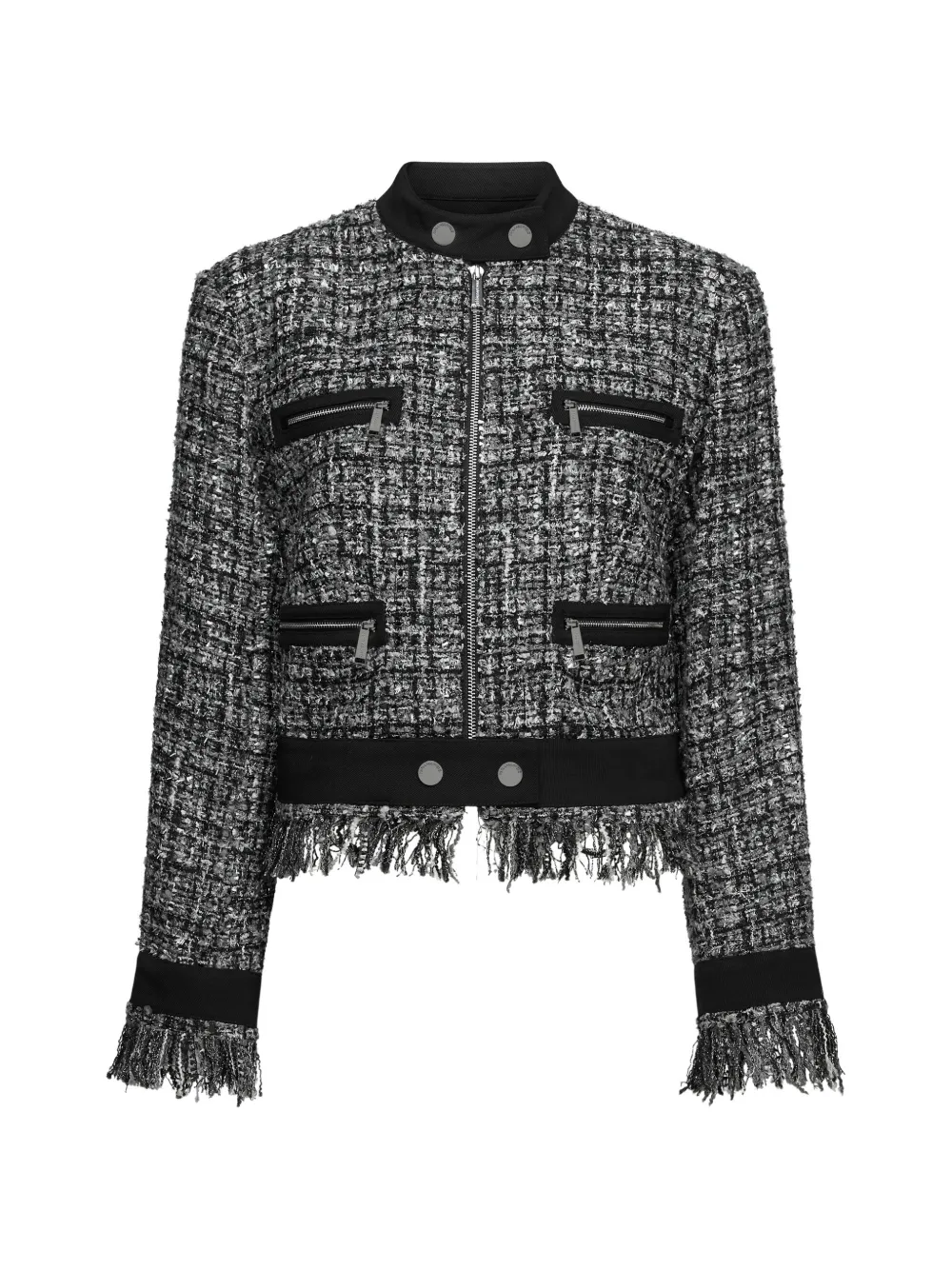 Karl Lagerfeld fringed-edges jacket Zwart