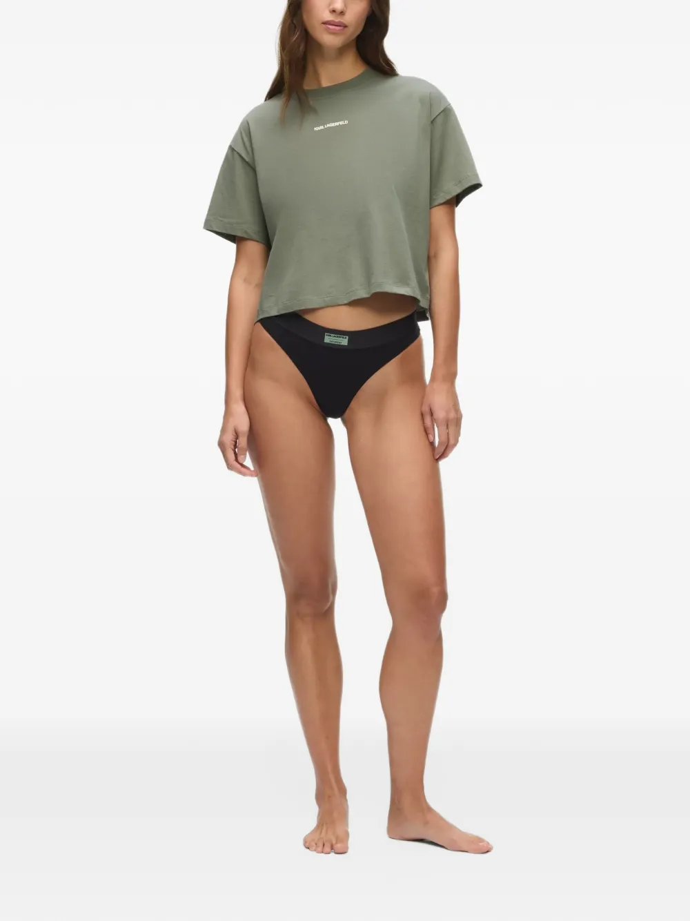Karl Lagerfeld logo-patch thongs (set of seven) Zwart