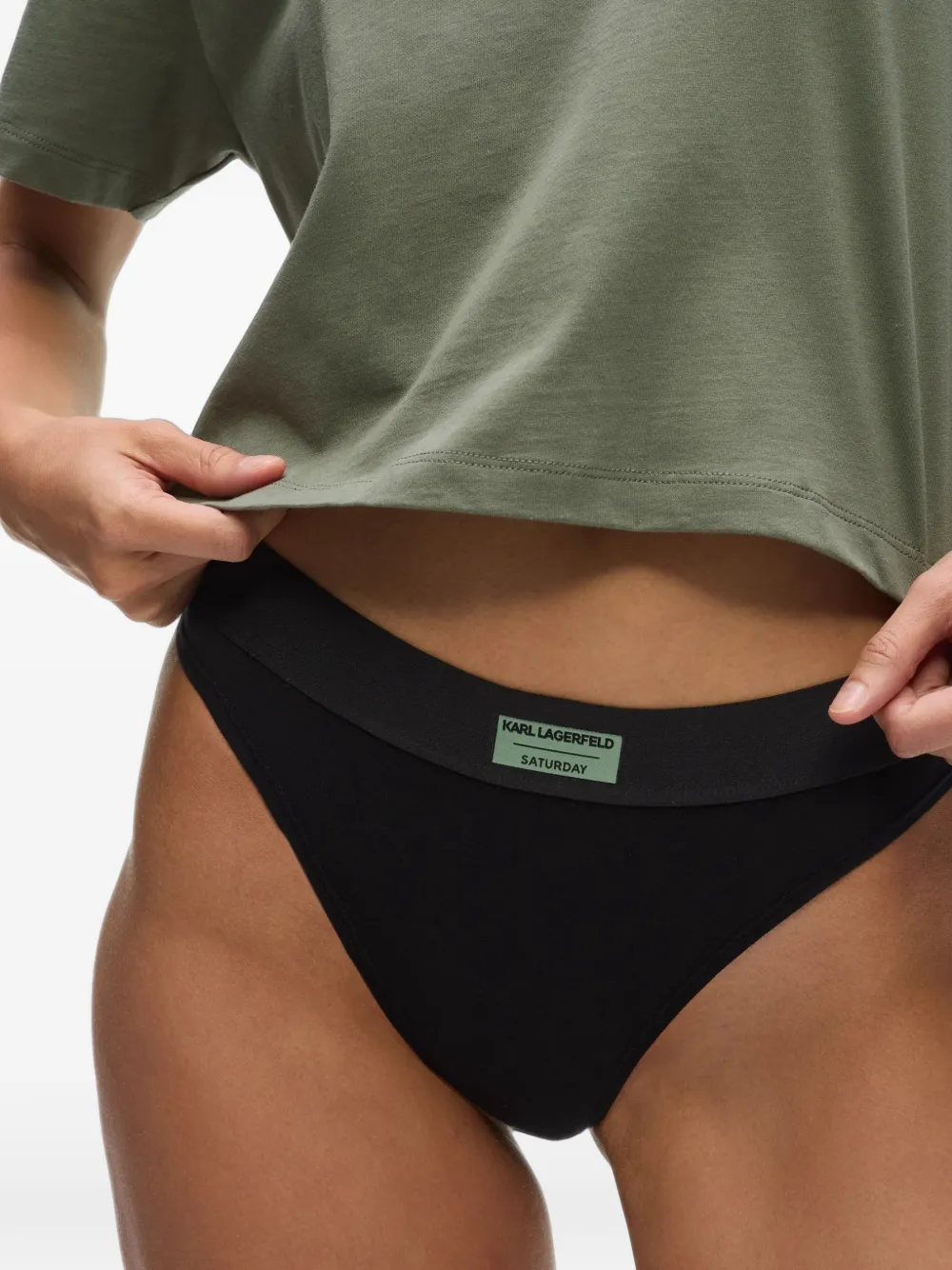 Karl Lagerfeld logo-patch thongs (set of seven) Zwart