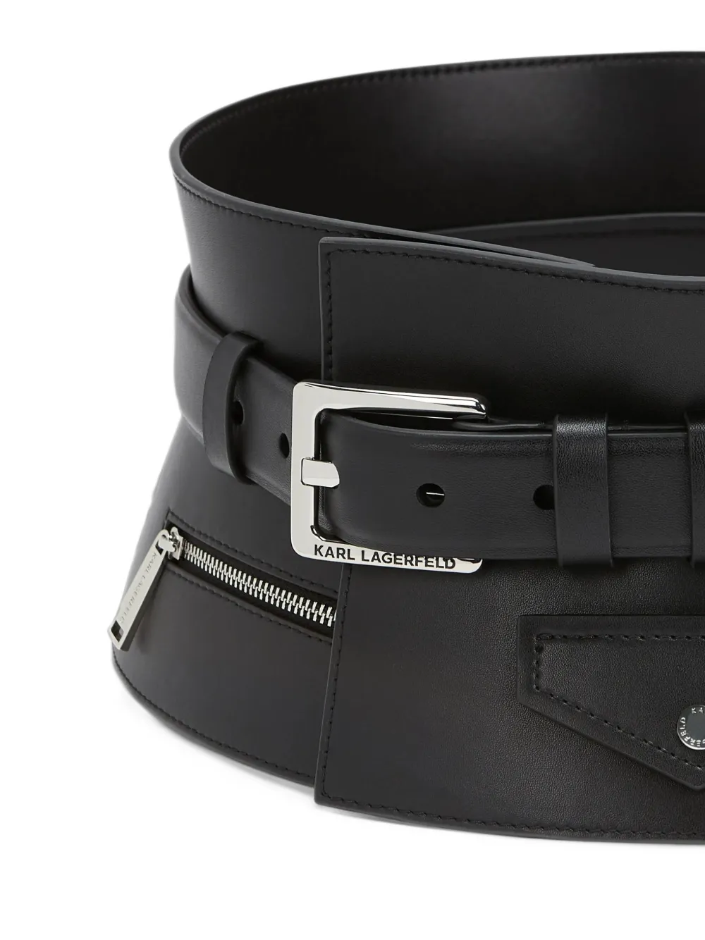 Karl Lagerfeld flap-pocket corset belt Zwart