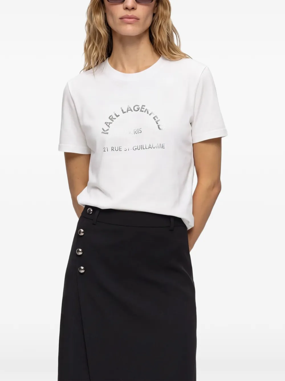 Karl Lagerfeld Rue St-Guillaume rhinestone T-shirt Wit