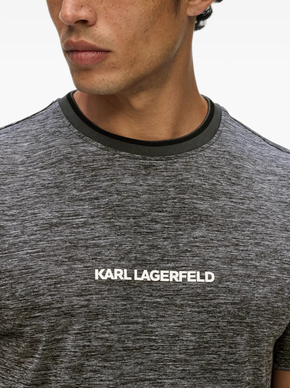 Karl Lagerfeld logo-print melange T-shirt Grijs