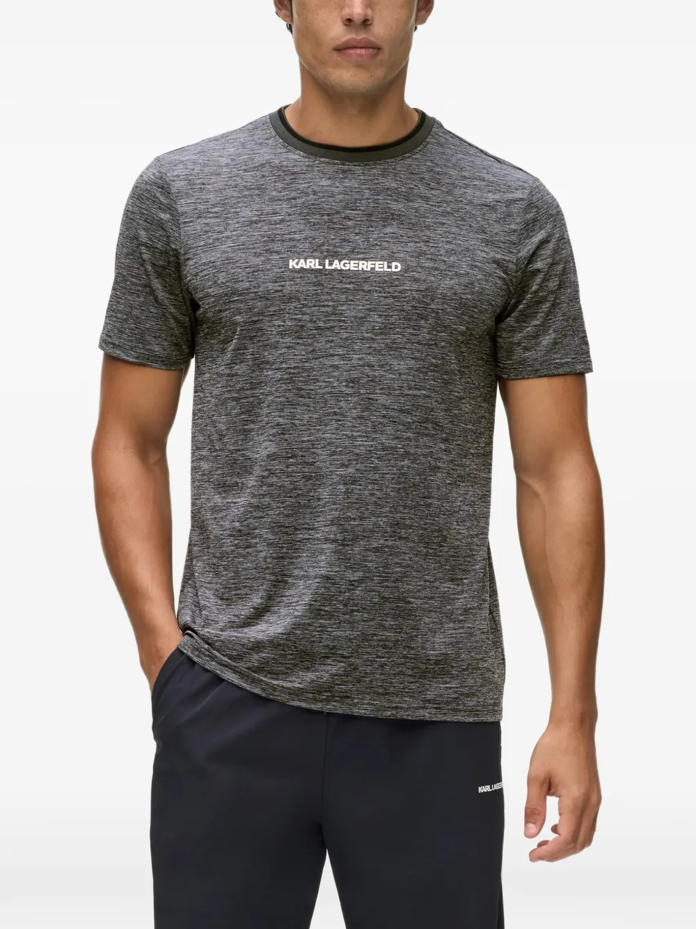 Karl Lagerfeld logo-print melange T-shirt Grijs