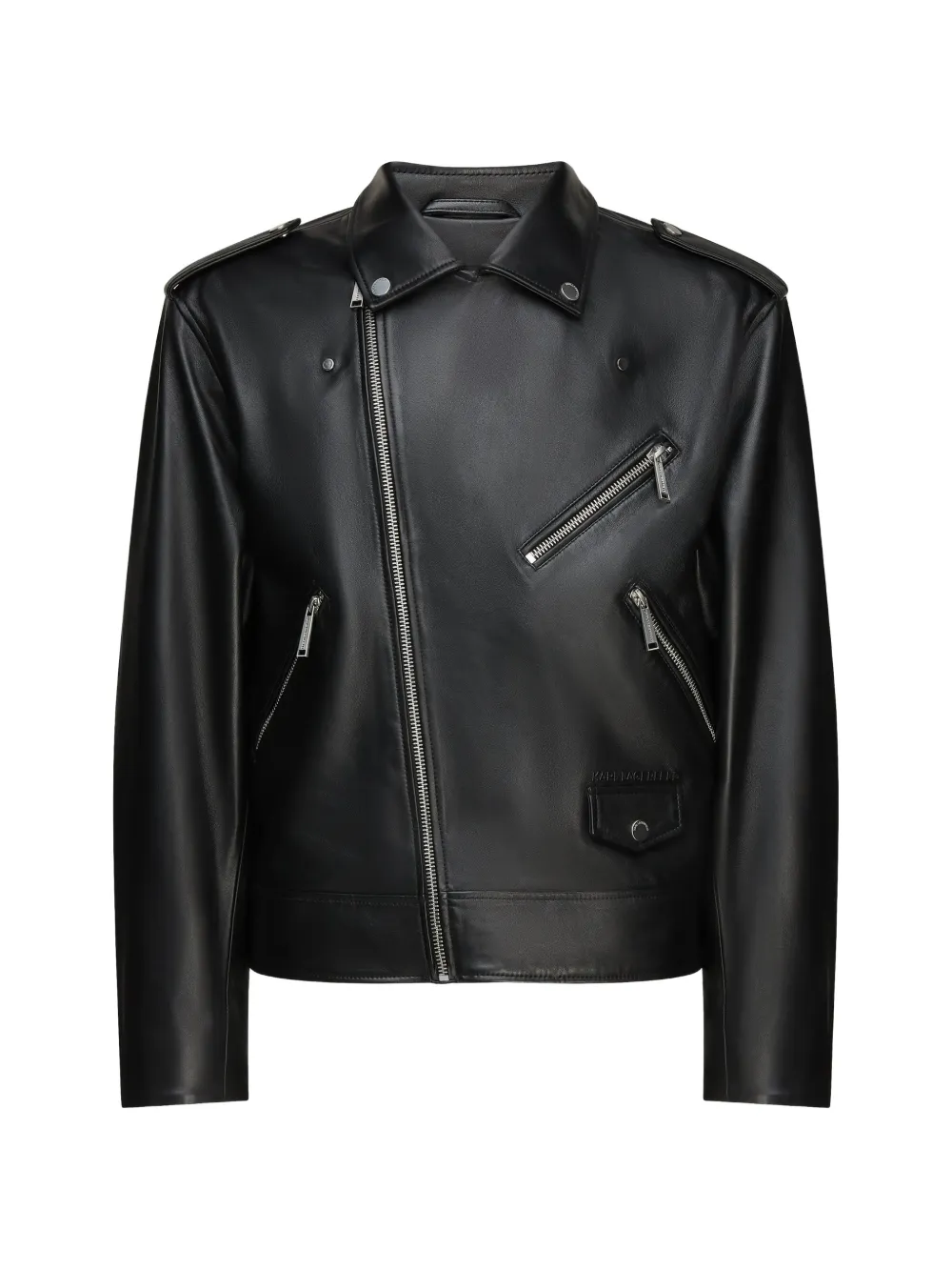 Karl Lagerfeld Leren bikerjack Zwart