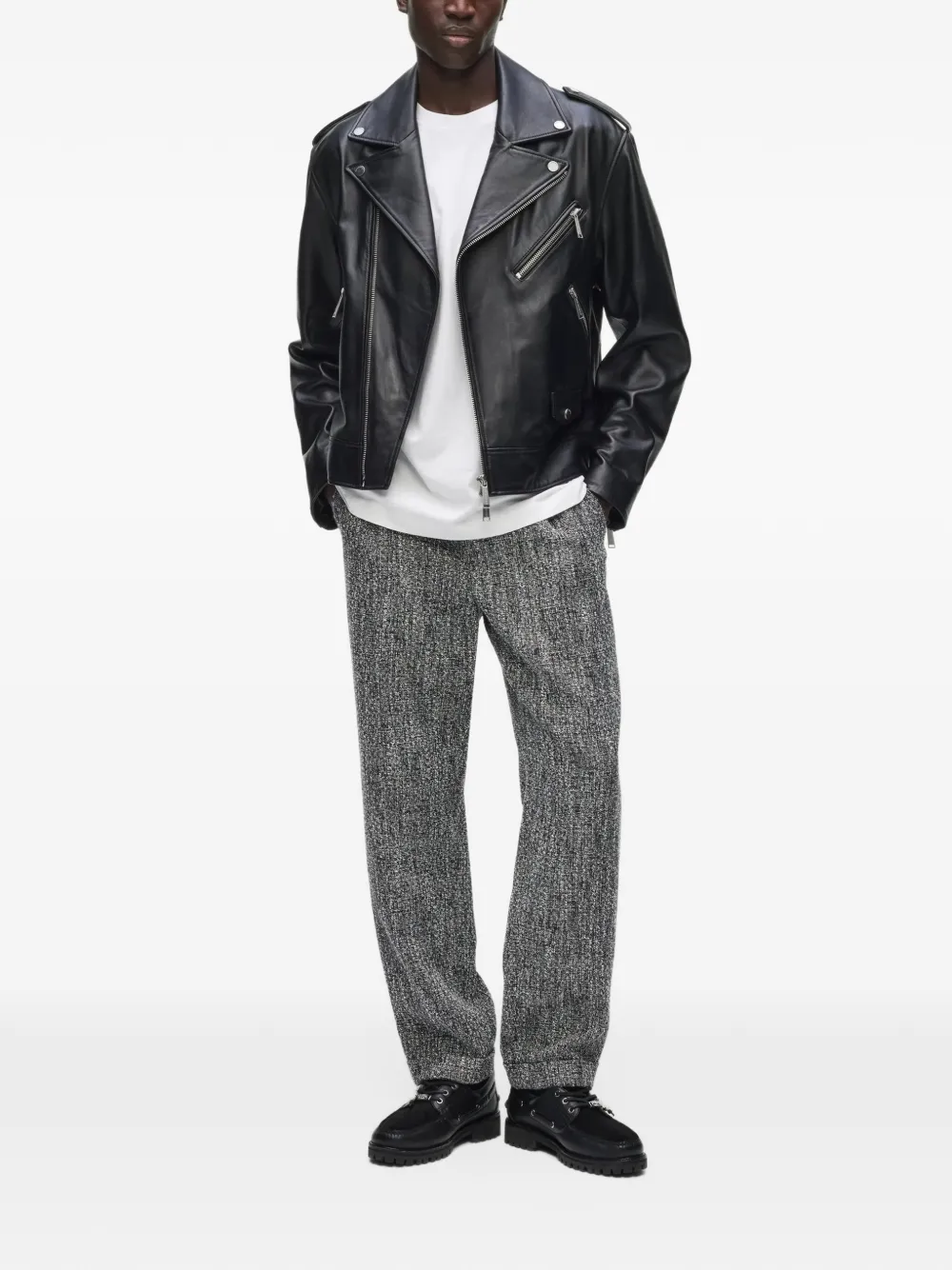 Karl Lagerfeld Leren bikerjack Zwart