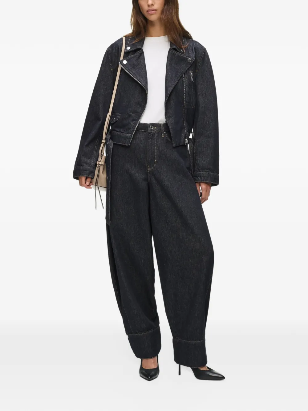 Karl Lagerfeld cuff-detail wide-leg jeans Blauw