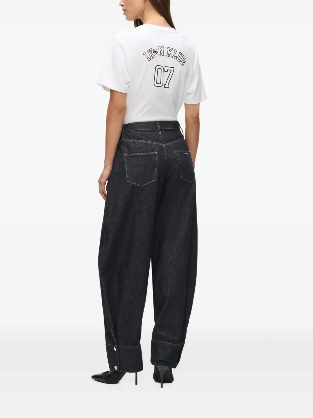 Karl Lagerfeld cuff-detail wide-leg jeans Blauw