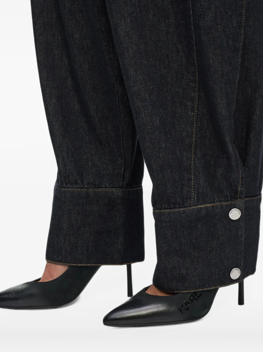 Karl Lagerfeld cuff-detail wide-leg jeans Blauw