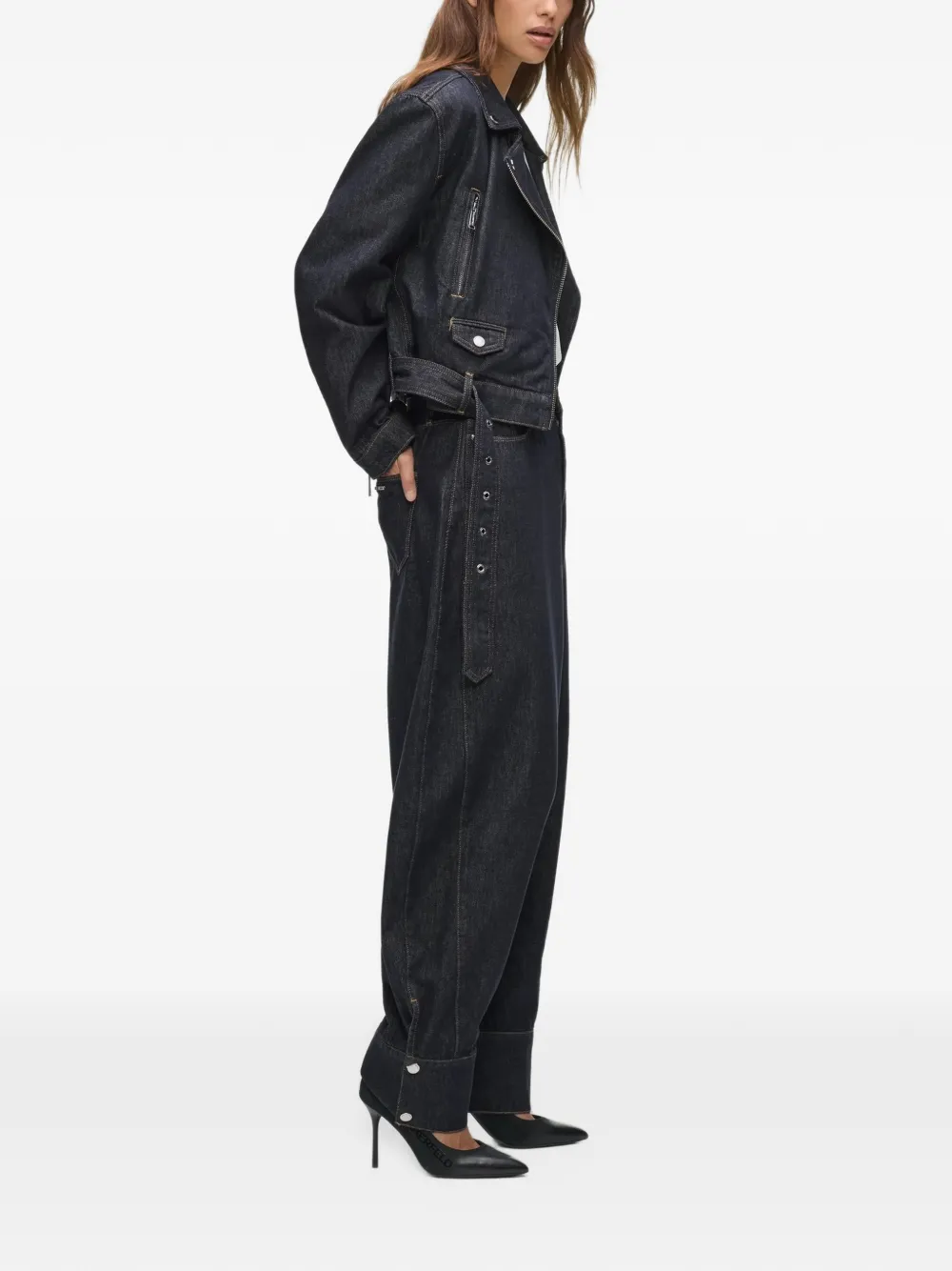 Karl Lagerfeld cuff-detail wide-leg jeans Blauw