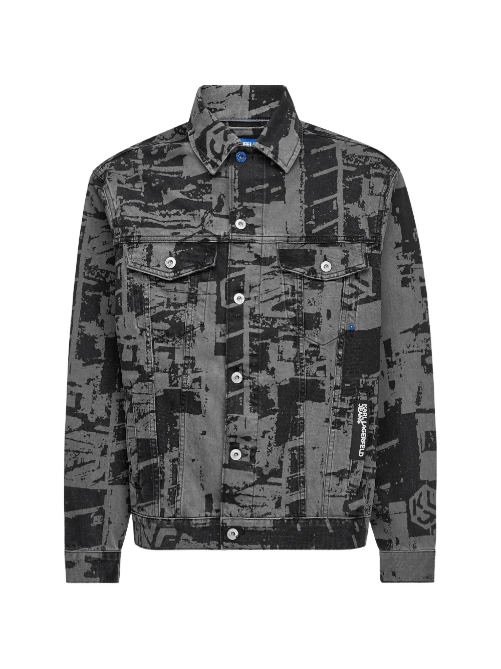 Karl Lagerfeld Jeans Denim jack met cityscape-print Zwart