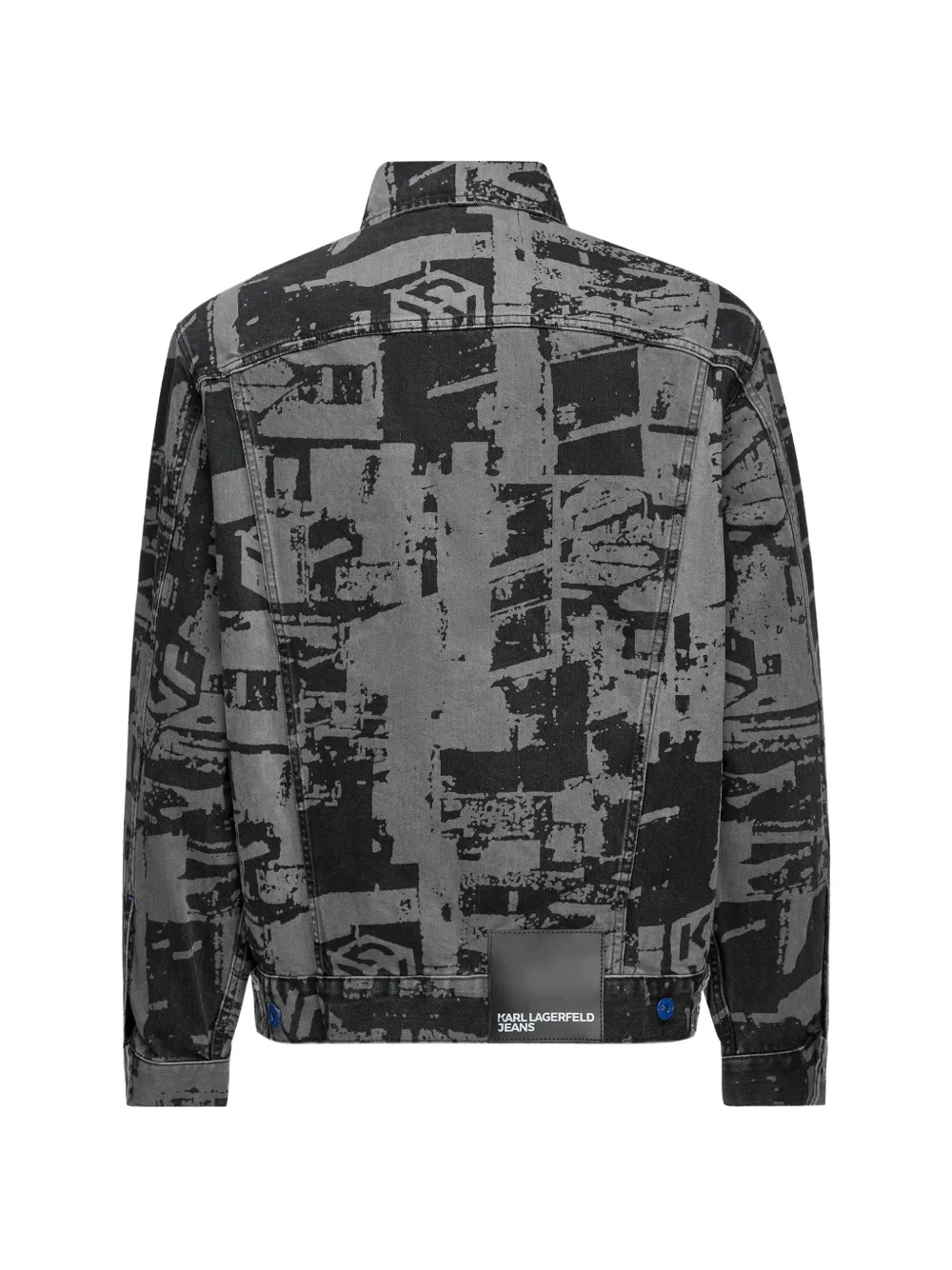 Karl Lagerfeld Jeans Denim jack met cityscape-print Zwart