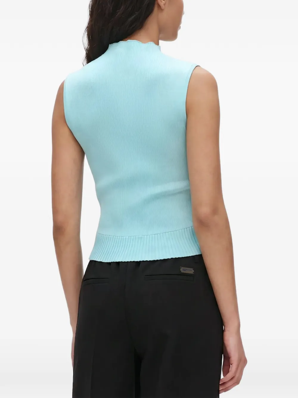 Karl Lagerfeld Jeans ribbed-knit sleeveless top Blauw
