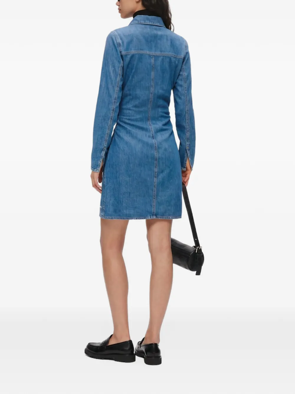 Karl Lagerfeld Jeans gathered denim mini shirt dress Blauw